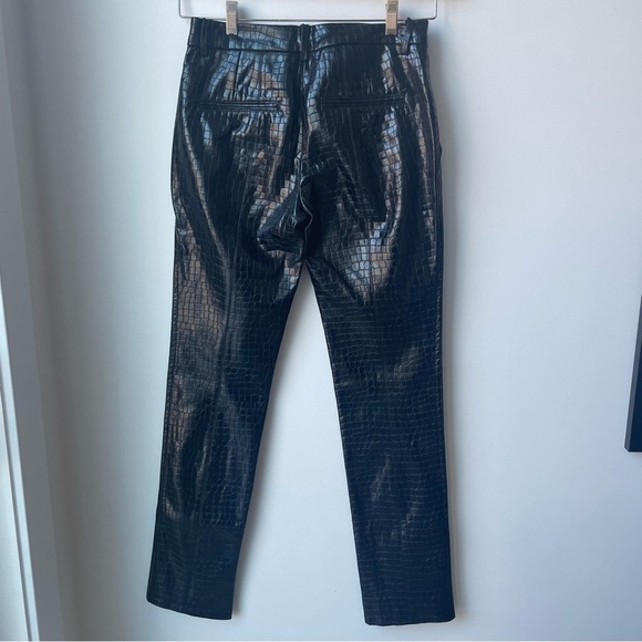 ZARA TROUSERS CROCO ANIMAL EFFECT FAUX LEATHER PANTS BLACK - Picture 3 of 8